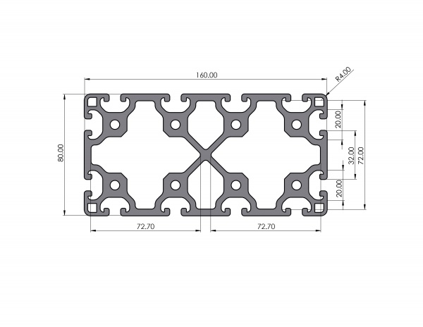 Aluminiumprofil 160x80 leicht Nut 8 I-Typ